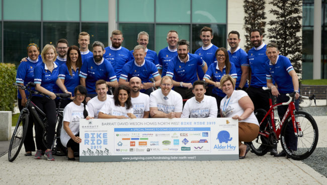 The team from Barratt and David Wilson Homes North West get on their bikes for Alder Hey