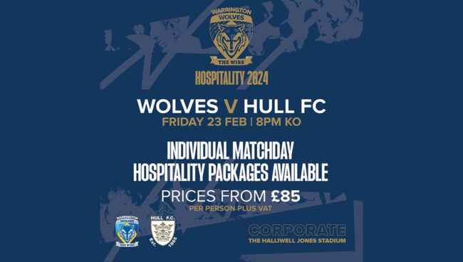 Hospitality tickets available for Warrington Wolves v Hull FC